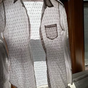Nili Lotan shirt. Eyelet. Small. Off-white. GUC